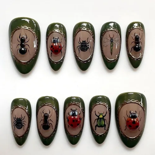 Vista 19 de Uñas postizas cortas en forma de almendra SWEKKE con punta francesa, uñas falsas con diseños de flores 3D en amarillo y rosa, uñas adhesivas