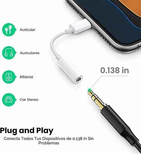 Vista 3 de [Certificado MFi de Apple] Adaptador de auriculares Apple iPhone 14 Pro Max, paquete de 2 conectores Lightning a conector de auriculares de 0.138