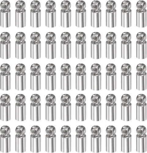 Vista 10 de HARFINGTON 50 tapas de extremo de cordón de 0.059 in de identificación de acero inoxidable para manualidades, pulseras, collares, borlas, tono Tono