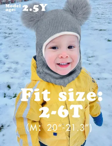 Vista 4 de Camptrace Conjunto de bufanda y gorro de invierno para bebés y niños con forro polar y capucha