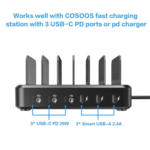 Vista 3 de COSOOS 2 cables cortos USB-C a iPhone (10 pulgadas/10.2 in) de nailon trenzado, cable de sincronización de carga rápida, cable de alimentación