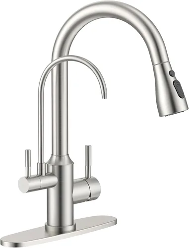 Vista 14 de APPASO Grifo de cocina dorado con dispensador de jabón, grifos de fregadero de acero inoxidable S304 de una sola manija con rociador desplegable