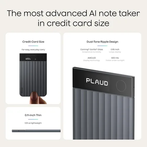 Vista 5 de Plaud Grabadora de voz Note Pro AI Transcribir y resumir para llamadas de Negro