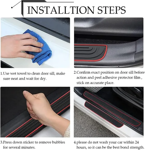 Vista 6 de 4 piezas de protectores de umbral de puerta de coche, protección antiarañazos e impermeable para umbrales de puerta de coche, accesorios universales