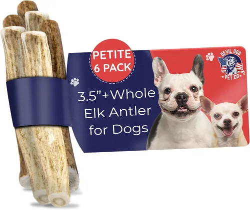 Vista 14 de Devil Dog Pet Co. Cuernos de alce divididos para perros, masticables naturales para perros con médula expuesta, larga duración y sin olor