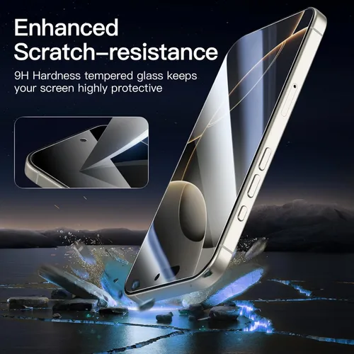 Vista 165 de NEW'C Paquete de 3 protectores de pantalla de privacidad para iPhone Air/iPhone 17 Air (6.5 pulgadas), película de vidrio templado antiespía