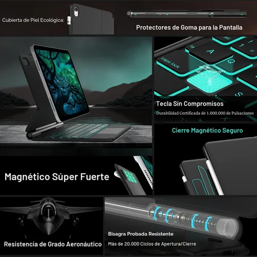 Vista 5 de typecase Funda de teclado Edge para iPad de 11ª generación A16 (2025) y 10ª generación de 10.9 pulgadas (2022) - Trackpad multitáctil, teclado