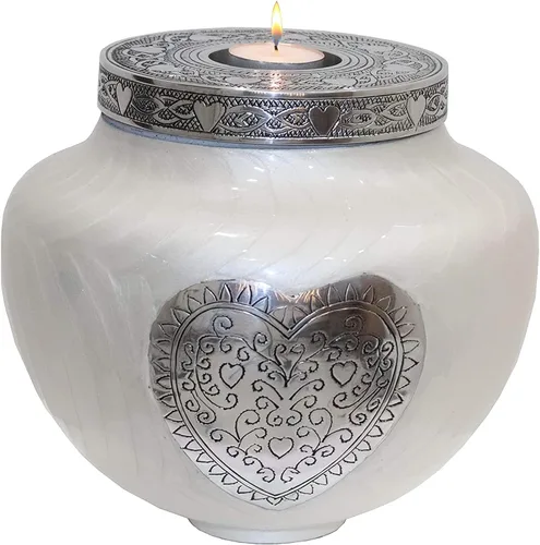 Vista 9 de hlc Urnas - Urna de cremación de corazón, urna funeraria para cenizas humanas, urna de entierro con grabado detallado, 100% aluminio, tamaño grande