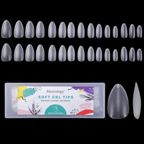 Vista 14 de Maniology Puntas de uñas de cobertura completa para extensión (15 tamaños, 300 piezas), uñas a presión (almendra corta)