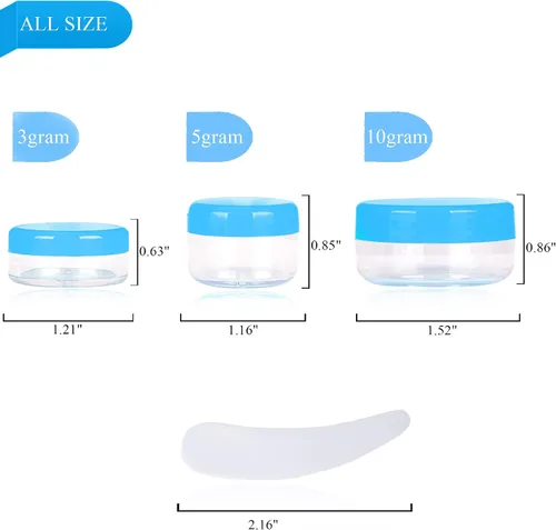 Vista 2 de 50 unidades de 5 gramos de envases de muestra, tarros vacíos de 5 ml con tapas, pequeños envases cosméticos, tarros de muestra mini con 4 cucharas
