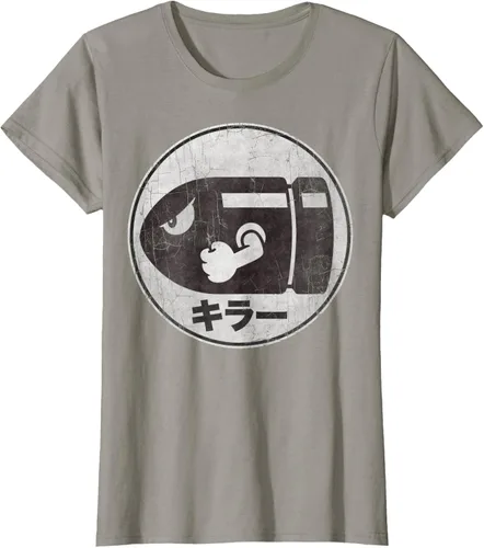 Vista 57 de Super Mario Camiseta con logotipo de Bullet Bill Distressed en Kanji