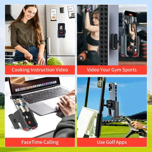 Vista 6 de Soporte magnético para carrito de golf [compatible con teléfonos grandes] - Soporte de teléfono giratorio de 360° compatible con iPhone, Samsung