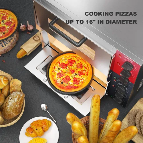 Vista 4 de Hot Dog - Horno eléctrico para pizza con 7 rodillos y doble cubierta comercial de 16 pulgadas