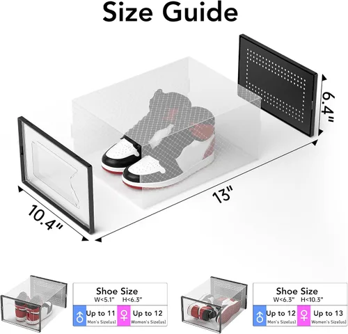 Vista 2 de Foluck Caja de almacenamiento para zapatos extra grande, paquete de 15 cajas de plástico transparente apilables, organizador de zapatos