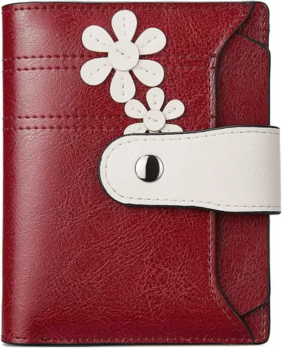 Vista 15 de BOSTANTEN Cartera de piel para mujer, con bloqueo RFID, pequeña, plegable, con bolsillo con cremallera, tarjetero, con ventana de identificación