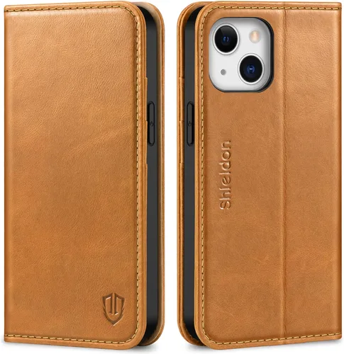 Vista 12 de SHIELDON - Funda tipo cartera de piel auténtica para iPhone 13 Mini de 5.4 pulgadas 2021, color negro Magnetic Closure, RFID Blocking, Credit Card