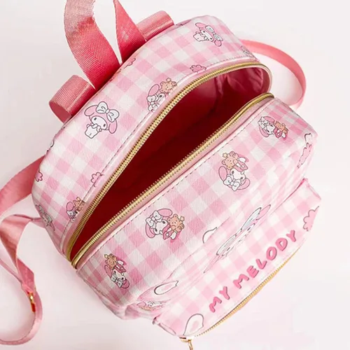 Vista 5 de Roffatide Anime Cinnamoroll Mochila Mini Cute Cartoon Daily Travel Bag All Over Impreso a cuadros Mochila de viaje senderismo mochila azul, LYB14001