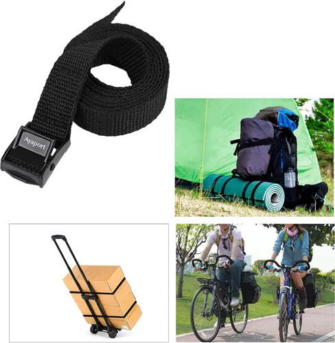 Vista 5 de Ayaport Correas de amarre con hebillas ajustables con hebilla de leva de amarre correa de cincha para embalaje negro, paquete de 4