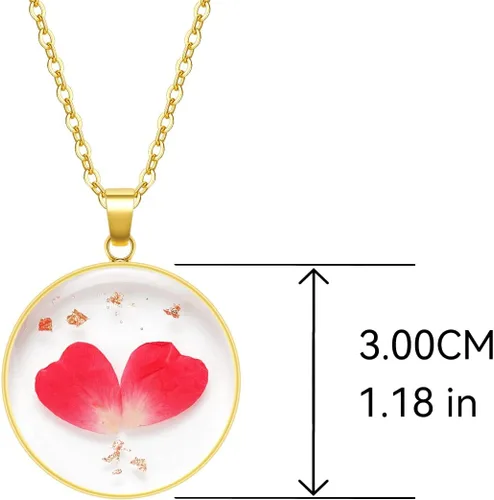 Vista 34 de Collares de flores de nacimiento para mujer, collar de 1 a 12 meses, collar de flores prensadas hecho a mano, regalo único de vacaciones, dorado, 18