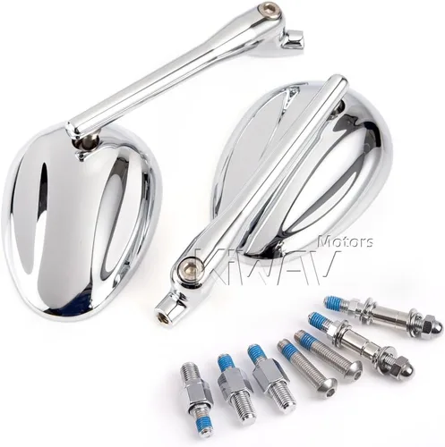 Vista 6 de KiWAV Magazi Espejo de motocicleta Elipse cromo aluminio CNC x par