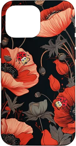 Vista 19 de Poppy Flower Ladybug Red & Black Pattern Case for iPhone 17