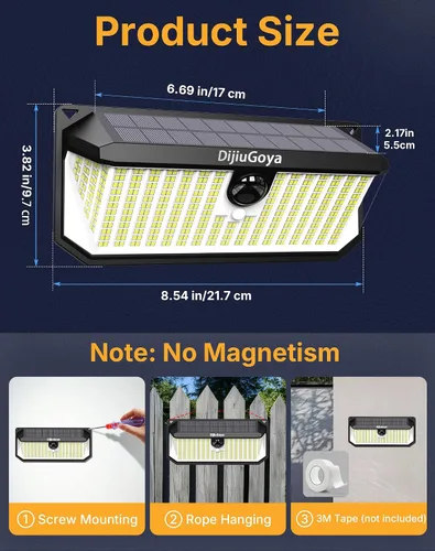 Vista 7 de 466 luces LED solares para exteriores con sensor de movimiento