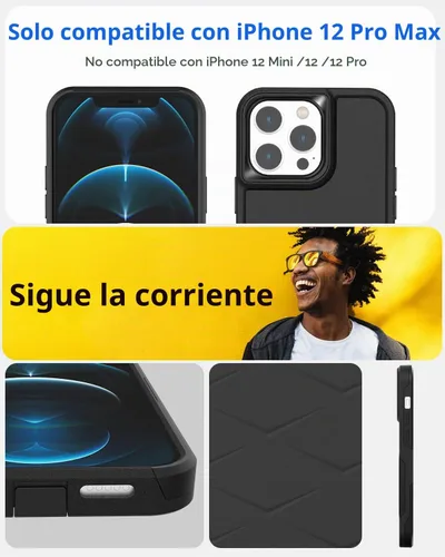Vista 2 de AICase Funda para iPhone 12 Pro Max con protector de pantalla de vidrio, protección contra caídas de alta resistencia, cuerpo completo, resistente a