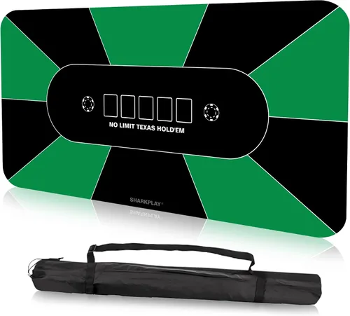 Vista 8 de Estera de póquer de 70 x 35 pulgadas, 10 jugadores Texas Hold'em Poker Table Top con bolsa de transporte para juegos de póquer, blackjack, casino
