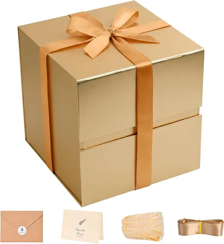 Vista 26 de LIFELUM Square Gift Box with Magnetic Lid, Card, Sticker, Ribbon, Shredded Paper Filler for Business, Wedding, Birthdays