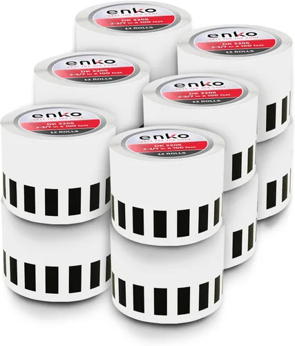 Vista 8 de enKo DK-2205 Etiquetas de papel continuo (2.4 pulgadas x 100 pies) compatibles con impresoras de etiquetas Brother QL QL-800, QL-820NWB QL 810W