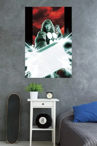Vista 11 de Trends International Marvel Comics - Póster de pared de Thor - Mjolnir, 14.725 x 22.375 pulgadas, versión enmarcada de madera de granero