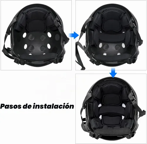 Vista 3 de Almohadillas tácticas para casco - Insertos universales de recambio de espuma de memoria interna para cascos ACH, MICH, EXF 2º negro