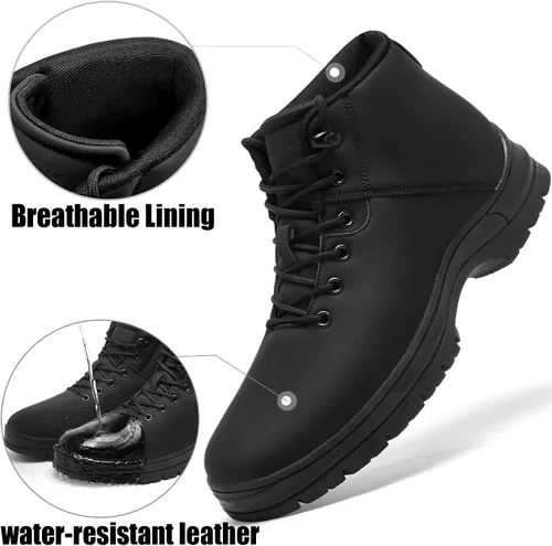 Vista 2 de Botas de senderismo ligeras para hombre, resistentes al agua, de tobillo medio, para trabajo, casual, senderismo, senderismo, exteriores