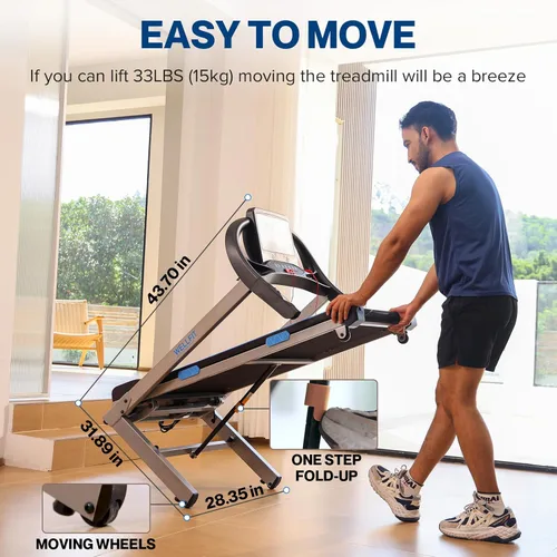 Vista 3 de Cintas de correr con inclinación automática para casa, correr en subida, grado comercial resistente, 4.0HP capacidad de peso de 400+lb, cintas