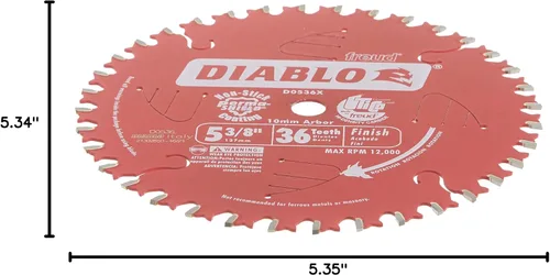 Vista 3 de Diablo Hoja de sierra de corte de acabado - Ideal para sierras portátiles y de baja potencia - Diámetro de 5 3/8", 36 dientes ATB, eje de 10 mm