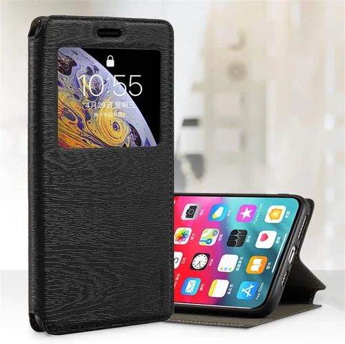 Vista 2 de Funda de piel sintética con ventana magnética invisible compatible con Unihertz Tank 2, cubierta de pantalla transparente inteligente con protección