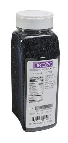 Vista 2 de DecoPac Azúcar de lijar Azúcar comestible negro en forma de salpicaduras 33 onzas Azúcar de lijar comestible en recipiente de mano Fabricado