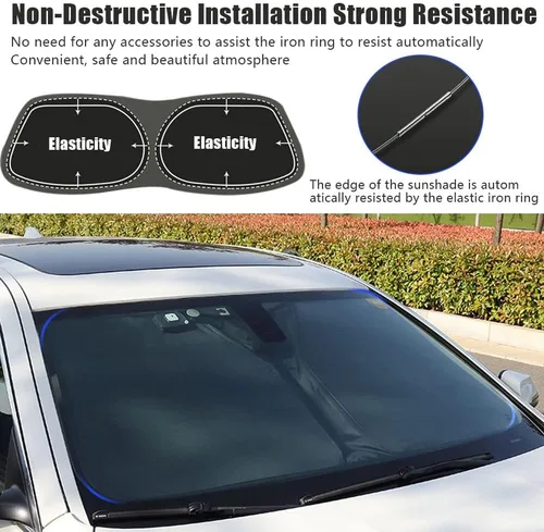 Vista 7 de Parasol para parabrisas de automóvil, ajuste personalizado para Jeep Compass 2007-2016, plegable, para ventana delantera, accesorios interiores