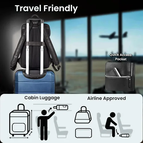 Vista 8 de LEATHER VILLAGE Mochila de cuero para hombre Bolsa de negocios profesional delgada que se adapta a mochila de trabajo y viaje de 15.6 pulgadas