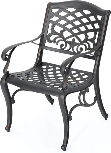 Vista 4 de Christopher Knight Home Myrtle Beach - Sillas de comedor de aluminio para exteriores, juego de 2 piezas, cobre brillante