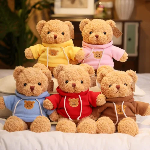 Vista 2 de Oso de peluche de 11.8 pulgadas, animales de peluche suaves, lindo muñeco de oso de peluche para niños y niñas (azul)