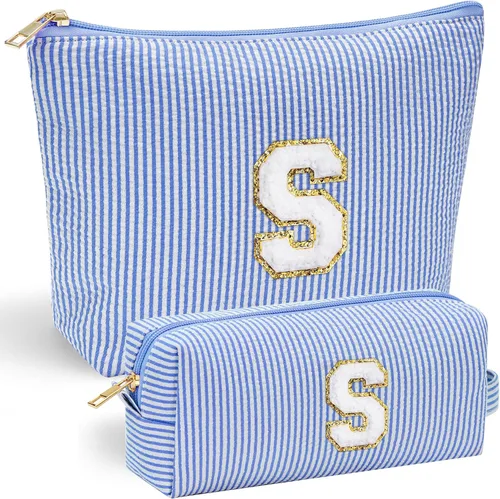 Vista 199 de YOOLIFE Regalos del Día de la Madre para Mujeres, Bolsa de Maquillaje con Iniciales, Bolsa de Maquillaje para Viaje, Bolsa de Maquillaje Negro