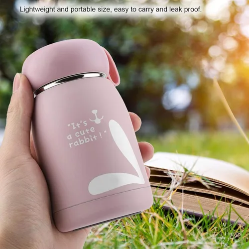 Vista 5 de Mini botella de agua, taza de acero inoxidable taza de vacío, para viajes para picnic (rosa)