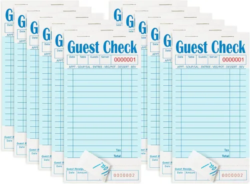 Vista 29 de Libros de cheques de invitados para servidores, bloc de notas de servidor, paquete de 12, papel de color natural, bloc de notas para camarera