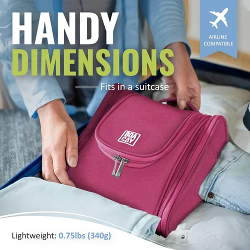 Vista 5 de Bolsa premium de artículos de aseo personal para viaje, para hombres y mujeres, bolsa de higiene, kit organizador de baño, con soporte de banda