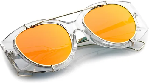 Vista 4 de zeroUV - Gafas de sol de 2.087in de tamaño grande, de alambre traslúcido con brazo de metal