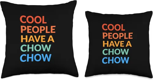 Vista 3 de Cute Puppy Chow Dog Mom & Dad Design Cool People Chow Funny Dog Throw Pillow, 16x16, Multicolor