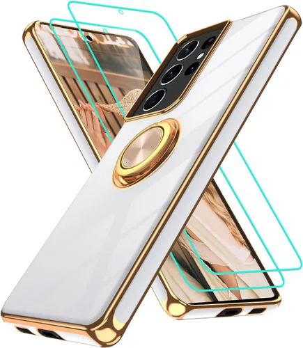 Vista 174 de Funda para Motorola Moto G 5G 2024: Funda Moto G Play 5G 2024 con 2 piezas de protectores de pantalla, soporte de anillo de rotación de 360°