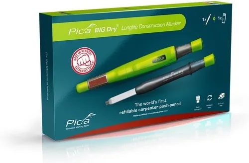 Vista 5 de Pica 6095 - Rotulador de agujeros profundos Big Dry, 1 repuesto soluble en agua "rojo" y "blanco" en práctica caja de cojines, paquete de 2