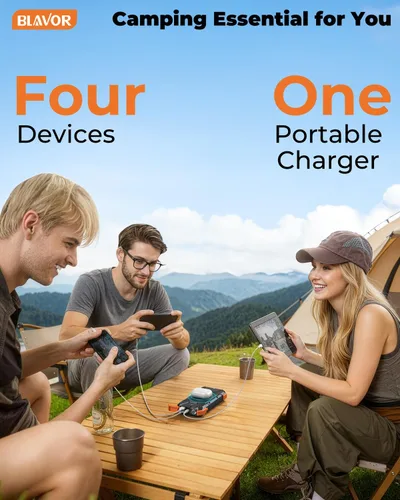 Vista 4 de BLAVOR Banco de energía solar, PD18W QC3.0 Carga rápida 10W Cargador inalámbrico 20000mAh Banco de energía alimentado por energía solar
